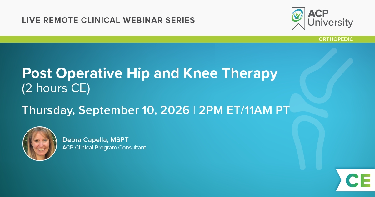 Post Operative Hip and Knee - Webinar